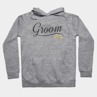 Elegant Groom with Gold Wedding Rings Calligraphy Hoodie